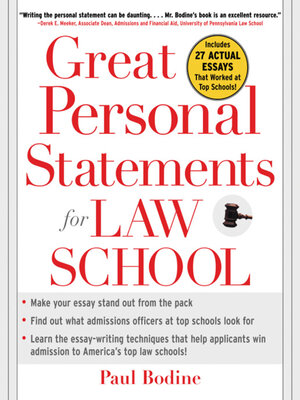 cover image of Great Personal Statements for Law School